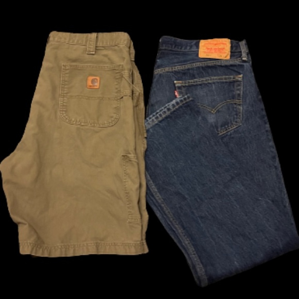 Levi & Carhartt 1 pr Levi 501 38x32 & 1 pr Carhartt Cargo Shorts size 38 waist